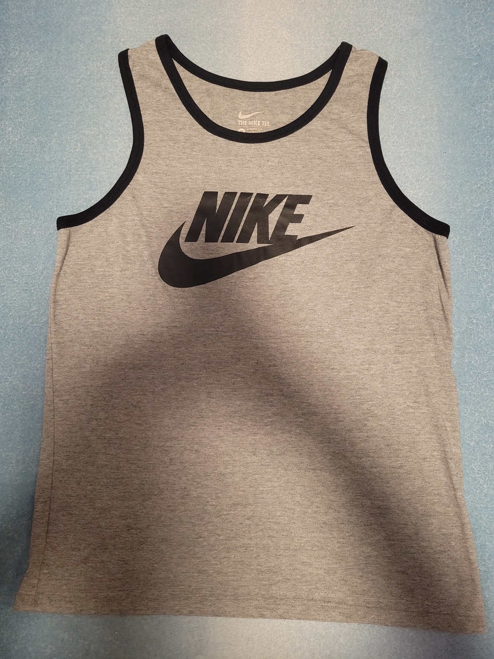 Nike Men's Grey Tank Top with Black Logo